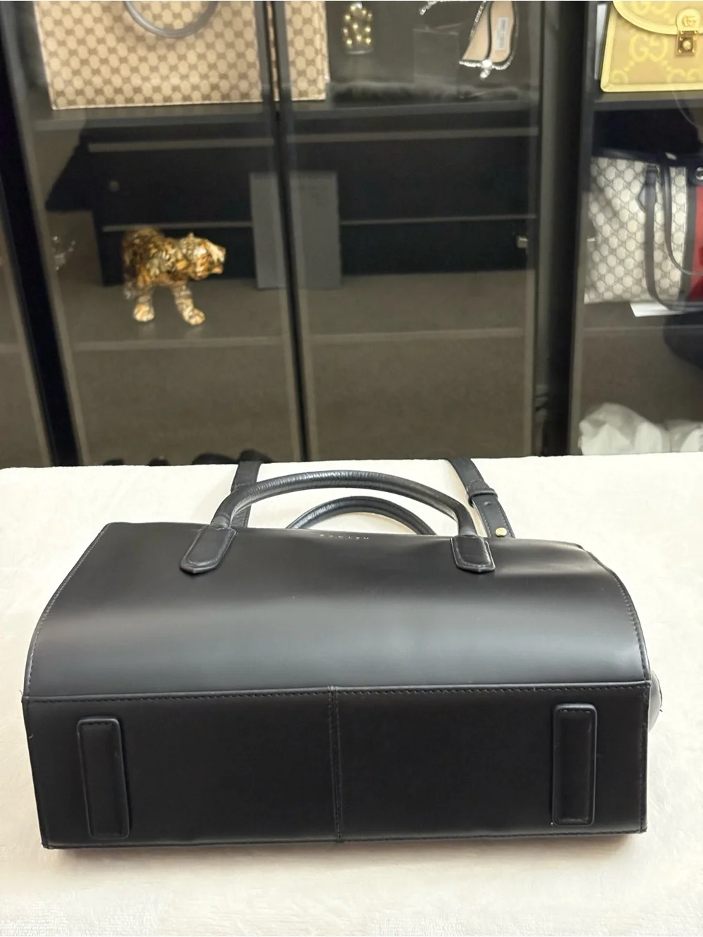 RADLEY LONDON Black Leather Structured Top-Handle Satchel